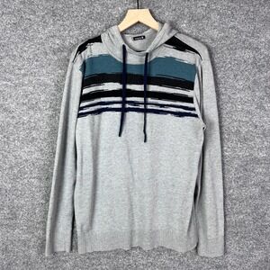 Smartwool Men's Hoodie Striped Pullover Long Sleeve Gray Knit Sweater Top L